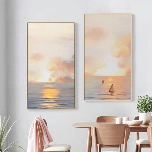 Sunset Landscape Seascape Abstract Canvas Painting Wall Art Print Poster Photo Decorative Painting Living Room Home Decoration