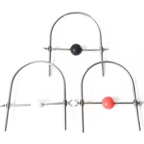 Adult Stainless Steel Slave Neck Collar Rings with Silicone Open Mouth Gag Ball Adjustable U-Rings Oral Fixation Sex Toys