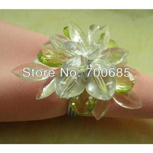 Napkin rings,crystal clear flower napkin holder
