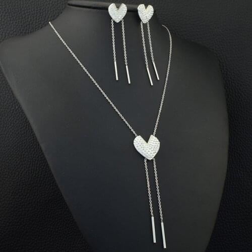 Fashion stainless steel Jewelry sets Earrings Necklace Heart Pendant For Women & Girls SBJLAFBG