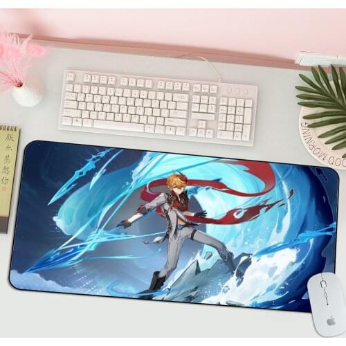 Genshin Impact Anime Computer Mouse Pad Gamer Mouse Pads Large Gaming Mousepad XXL Desk Tartaglia Keyboard Mouse Carpet for CSGO