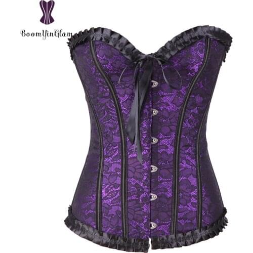 Spandex Material Lavender Slimming Waist Shaper Body Shapewear Voctrian Women Bustier Lace Up Corset Top Size S-XXL 898