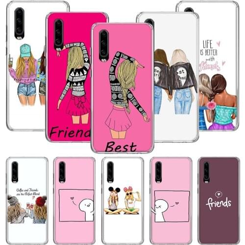Best Friends BFF Matching Case For Huawei P40 P30 P20 P10 Mate 30 20 10 Pro Lite P Smart Plus + Z Cover Phone Shell Coque