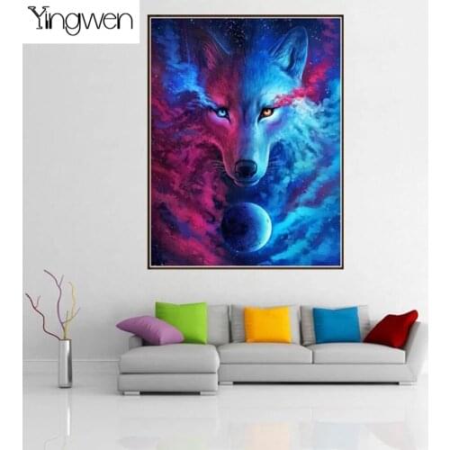 Full Round Square Diamond 5d Ice And Fire Wolf Animal Diamond Painting Diy Cross Stitch Diamond Embroidery Kit Art Home Decor