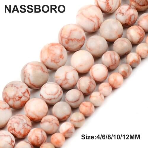 Natural Red Network Stone Beads for jewelry making Round Loose Charms DIY Bead Bracelet balls 6/8/10/12mm handmade craft gifts