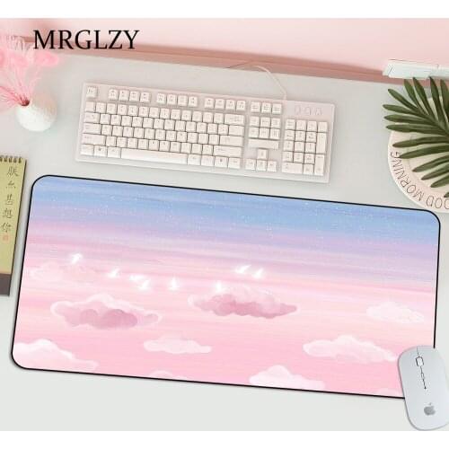 Vime 40X90 Anime Computer Keyboard Anti Slip Table Pad Desk Mats Kawaii Mousepad Fresh Sky Scenery Oil Painting Pc Gamer Carpet