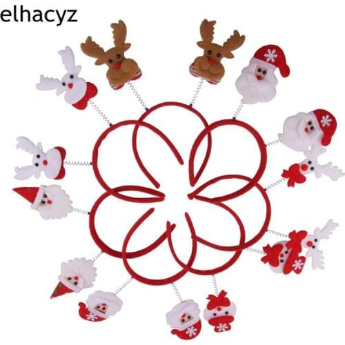 10pcs/lot 2021 NEW Christmas Headband Antles Horns Cosplay Headwear Noel DIY Hair Accessories for Women Girls Festival Xmas Gift