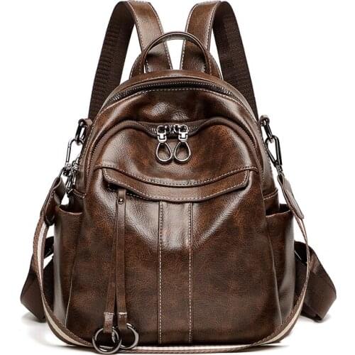 New Women PU Leather Backpack Female Casual Shoulders Bag 2019 Multi-Function Teenager Girls School Bag Travel Bag Mochila Mujer