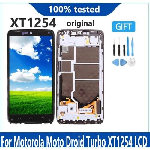 Original For Motorola Moto Droid Turbo LCD XT1254 XT1225 LCD Display With Frame Touch Screen Digitizer Assembly Replace AMOLED