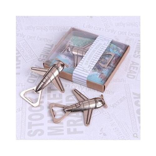 Zinc Alloy Airplane Shaped Bottle Opener Gold Creative Small Wedding Favors for Guests Party Birthday Gift Bar Accessories Tools