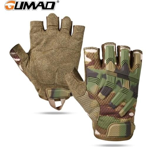 Multicam Bicycle Fingerless Glove Half Finger Gloves Tactical Military Army Camo Cycling Hunting Bike Airsoft Mittens Men New