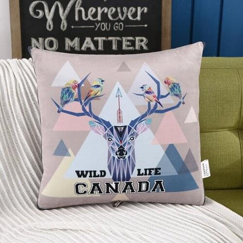 Cartoon Animal Printed Pillow Quilt Dual Purpose Winter Autumn Warm Brushed Cotton Living Room Travel Home Office Use