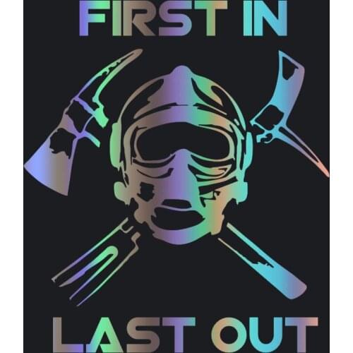 PLAY COOL Firefighter First In Last Out Funny Car Sticker Automobiles Motorcycles Exterior Accessories Reflective Vinyl Decals