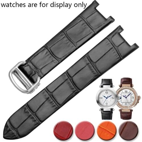Genuine Leather Watchband black red brown Bracelet Concave interface Replacement Strap For Pasha male and female watch accessory