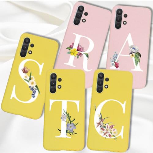 Pink Letter Case For Samsung A32 Case 4G 5G Cover Silicone Soft Matte For Samsung Galaxy A32 Coque Yellow Candy For Samsung A 32