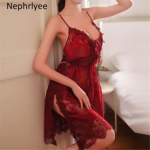 Sexy Lace Night dress V-Neck Sleepwear Skirt Nightgown Sleeveless Nightdress Ladies Nightwear Summer Homewear SLP00305