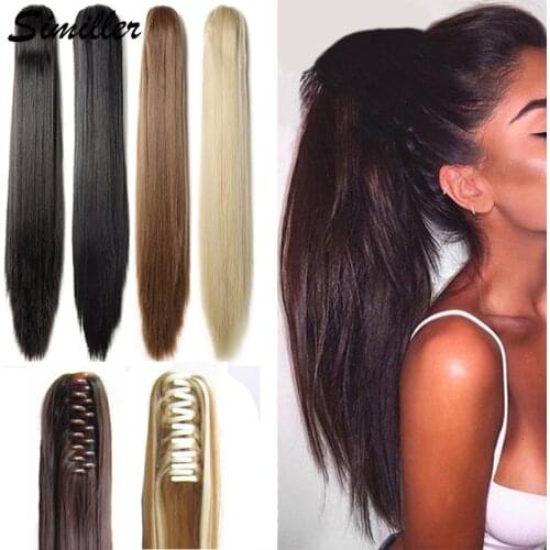 Similler Straight Clip In Claw Drawstring Ponytail Hair Extension Synthetic Hairpiece with Claw Clip 16 Colors Available