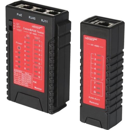 NOYAFA RJ45 RJ11 Network Cable & PoE Tester Line Tester Lan Ethernet Cable Tester for Cat5/5e/6/6a(UTP/STP) Cat3(6P2C/6P4C/6P6C)