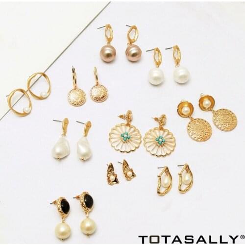 TOTASALLY Fashion Baroque Stylish imitation pearl dangle earrings womens party show jewelries dropship gift