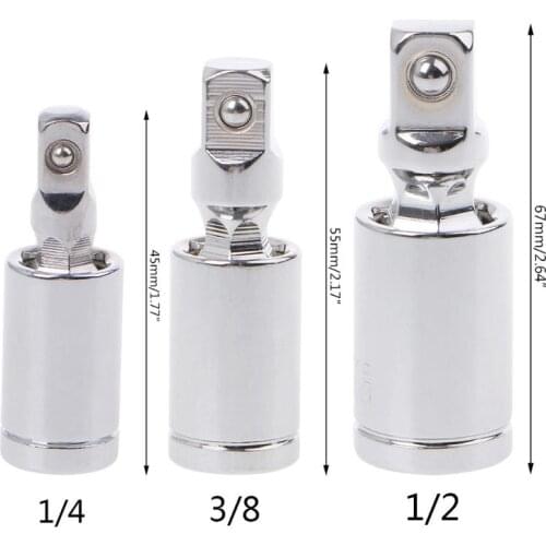 1/4" 3/8" 1/2" Universal Joint Set Ratchet Angle Extension Bar Socket Adapter Manual and Pneumatic 360 Rotary Adapter