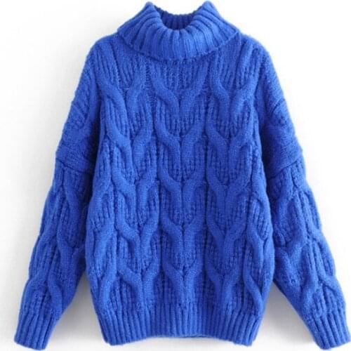 Urifens Long-sleeved Lazy Wind Turtleneck Sweater Women Loose Jacquard Fashion Thick Wool Bottoming Pullover Female LBJ2893