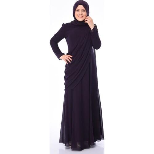 Minahill Purple Islamic Clothing Evening Dress 1132-02