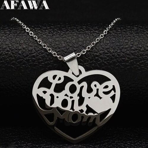2021 Fashion Love Heart Stainless Steel Statement Necklace for Women Silver Color Chain Necklaces Jewelry collar mujer N18897