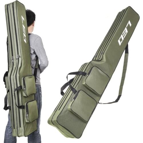 2 Layer 130cm Fishing Rod Reel Bag Fishing Pole Gear Tackle Tool Carry Carrier Travel Bag Storage Organizer Fishing Cover Bag