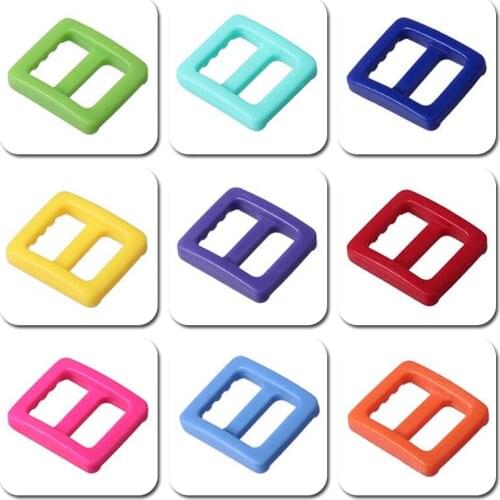 20pcs/lot Colorful Plastic Tri-Glides Slider Adjustable Buckle For Bags Clothes Belts Backpacks Collars Webbing Bags Accessories