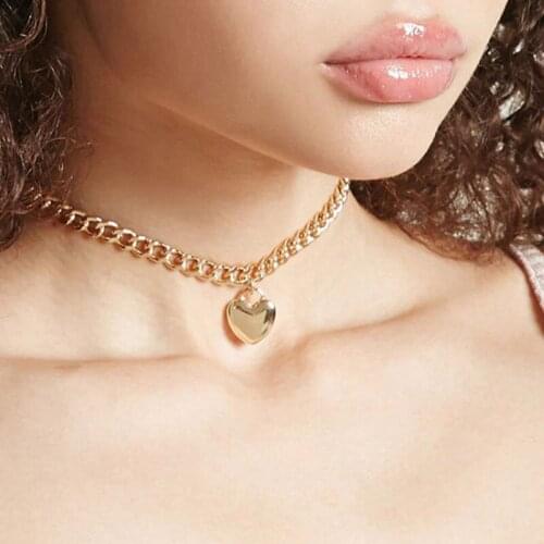 2021 Chic Choker Heart Necklaces Fashion Gold Color Chain Crystal Necklace For Women Jewelry Chockers Collar Pendants Party
