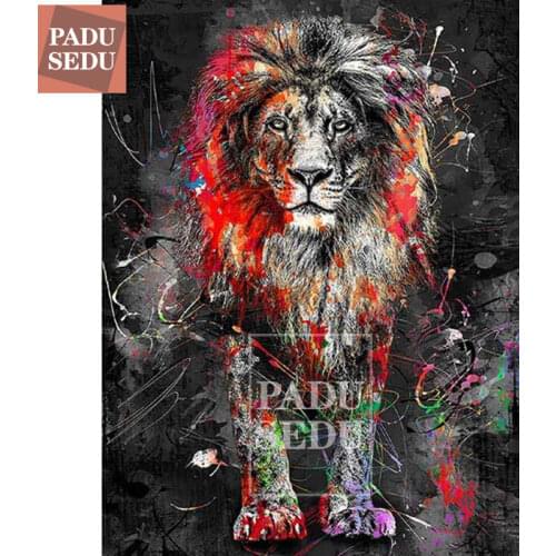 5D Diamond Embroidery Animals Cross Stitch 3D Diamnd Painting Full Square Lion Color Picture Rhinestones Art Handmade Hobby Gift