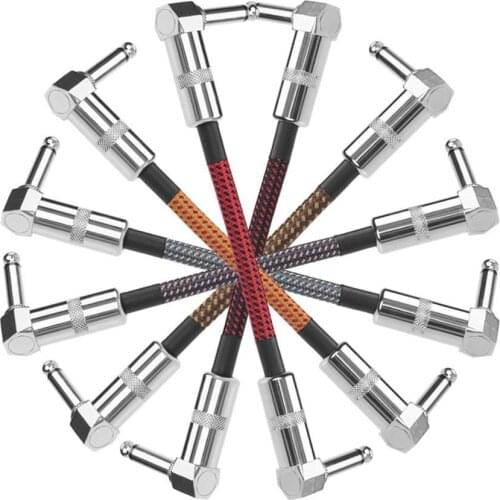 6Pcs/Set Guitar Effect Pedal Cable Colorful Angled Plug Audio Cable Leads Patch Cables