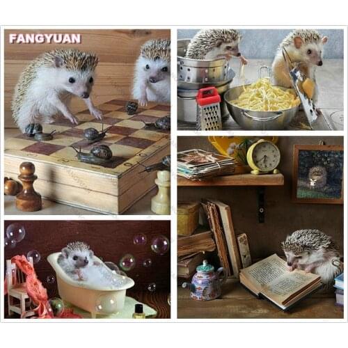 Diy 5D Diamond Painting Hedgehog Rhinestone Pictures Animals Diamond Embroidery Cross Stitch Kits Mosaic Art Home Decoration