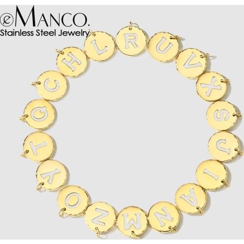 EManco Alphabet A-Z 26 Letter Fashion Necklaces 316L Stainless Steel Initial Name Pendant Necklace for Women Wholesale Dropship