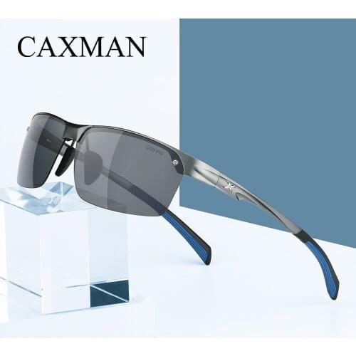 CAXMAN Luxury Al-Mg Polarized Semi-Rimless Sunglasses for Men Sports Sun Glasses With AR Coatings Lenses Outdoor Driver Eyewear