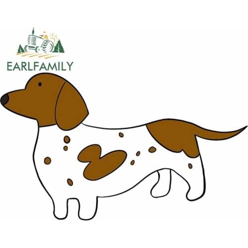 EARLFAMILY 13cm x 8.8cm for Chocolate Piebald Dachshund Dog Scratch-Proof Cartoon Laptop Car Stickers Windshield Cartoon Decal