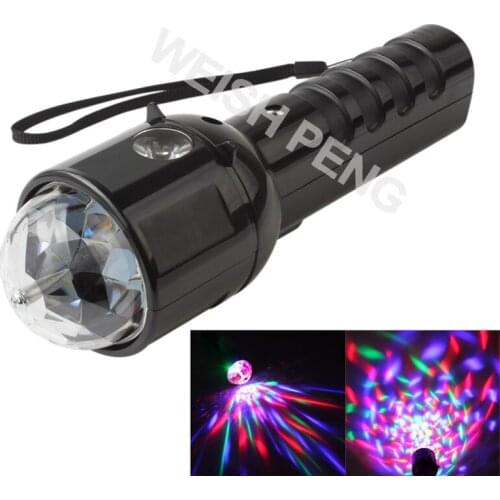 Effect Dj Disco Party KTV Club Bar RGB Colorful Crystal LED Stage Light Laser Projector Lamp + LED Flashlight Torch Flash Light