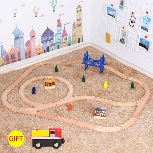 Drop Kids Electric Train Toys Set Motorized Train Track Magnetic Train Diecast Slot Toy Fit for Wooden Train Track Railway