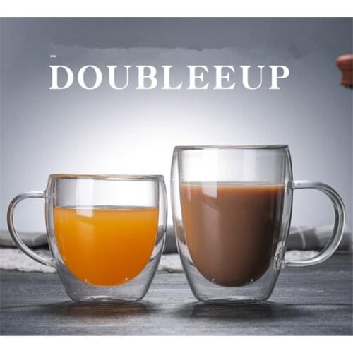 Double Wall Glass Mug Beer Espresso Coffee Mug Set Heat Resistant Handmade Tumbler Tea Whiskey Glass Cups