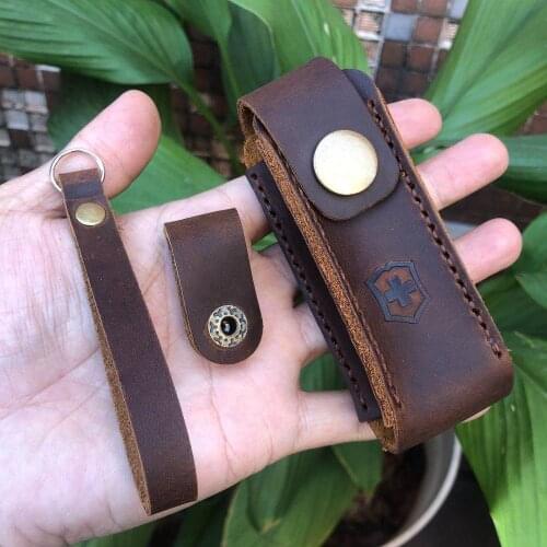 Outdoor Multifunctional Tools 100% cowhide Clip Case Folding Pliers Army knives Cover Bags Scabbard Pouch Molle Waist Pack