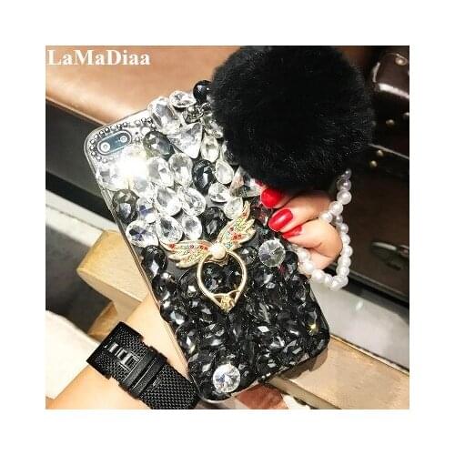 Fashion Design DIY Bling Crystal Diamond With Fur Ball Tassel Phone Cases For iPhone 11 Pro MAX X XR XS MAX 6S Plus 7 8 Plus