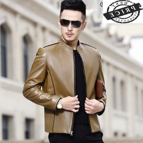 100% Real Sheepskin Coat Men Streetwear Natural Genuine Leather Jacket Male Jacket Motorcycle Mens Leather Jacket 16aa0a