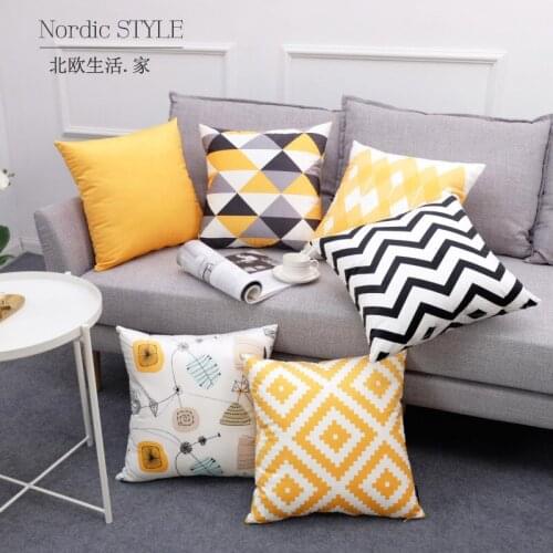High quality square velvet sofa decoration cushion cover 45*45 55*55 yellow black 3D wave diamond pillow cover office pillowcase