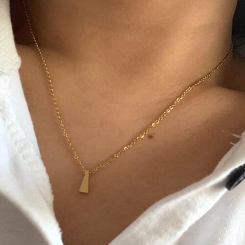 Stainless Steel Small Cute Glossy Triangle Shape Pendant Necklace for Women Men Simple Gold Color Geometric Charm Collar Jewelry