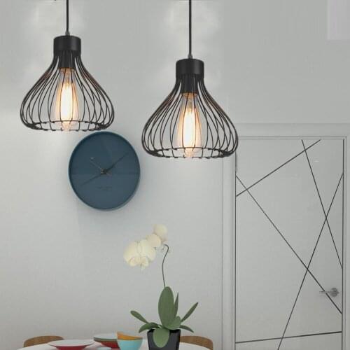 Nordic Loft Pendant Lamp Restaurant Bar Chandelier Retro Industrial Wind Birdcage E27 hanging lamp black droplight
