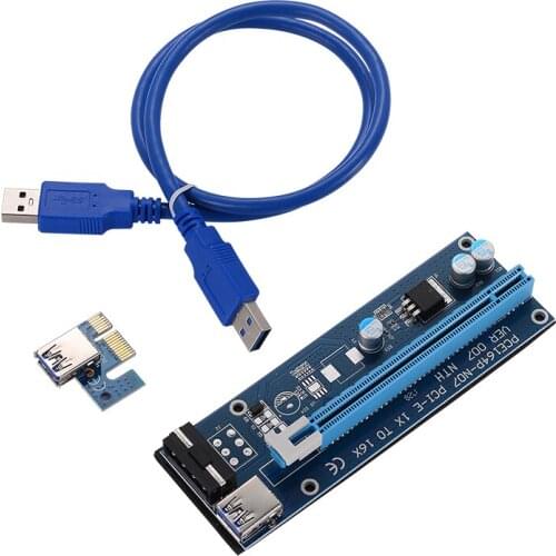 New 30CM 60CM PCI-E PCI Express Riser Card 1x to 16x USB 3.0 Data Cable SATA to 4Pin IDE Molex Power Supply for BTC Miner Mining