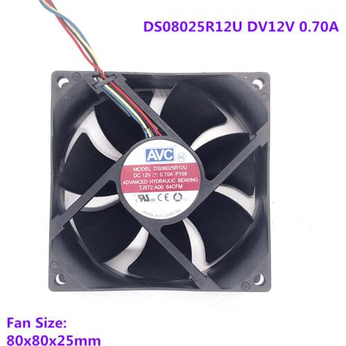 8025 8 cm hydraulic 4 pin PWM temperature control 8CM fan DS08025R12U 0.70A