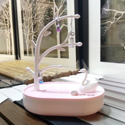 Pink Plastic Makeup Organizer Tree Shaped Jewelry Box Creative Cosmetic Organizer Ring Lipstick Rack Necklace Display Organizer
