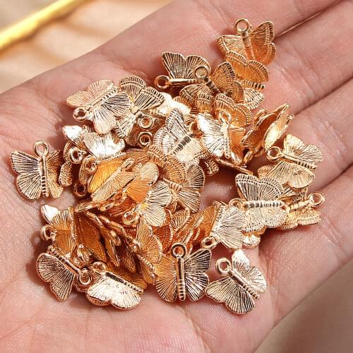 Gold Color Butterfly Charms Pendants Sweet Animal Pedant 10Pcs Jewelry Accessories For DIY Handmade Earrings Necklaces Crafts