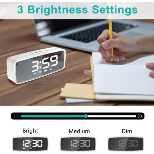 Hot Digital Alarm Clock Radio for Bedroom Bedside Clocks Large Display with Dual Alarm Dimmable LED Display